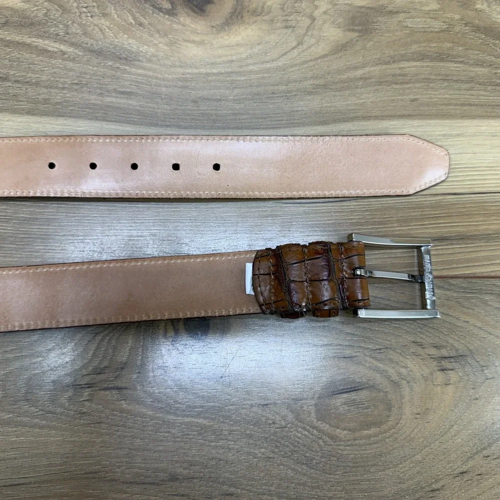 Martin Dingman Alligator Grain Mens Belt 36/90 Brown Hand Made USA Business